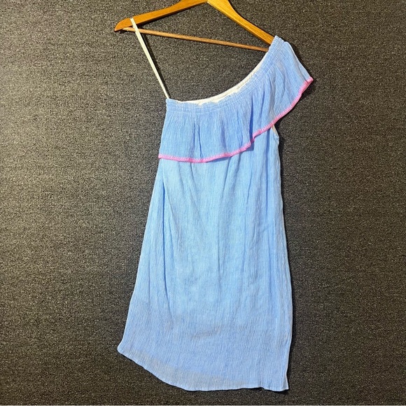 Lilly Pulitzer Blue One Shoulder Ruffled Dress, Women’s Small - Picture 2 of 9